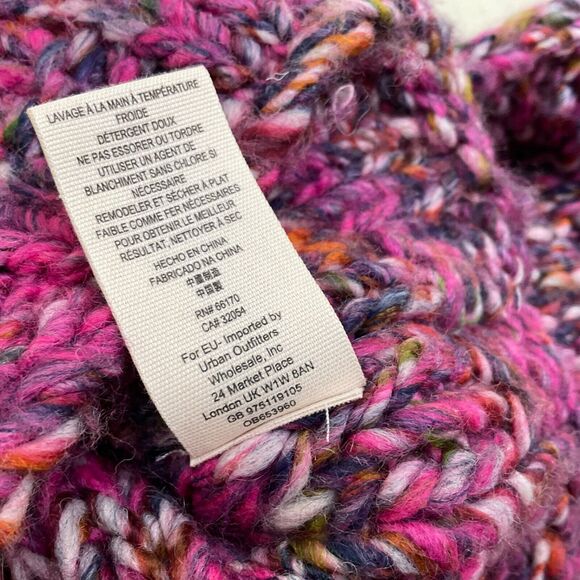 Free People sweater Women's Size S/P Purple Chunky Cable-Knit Wool Blend LS - Picture 6 of 11